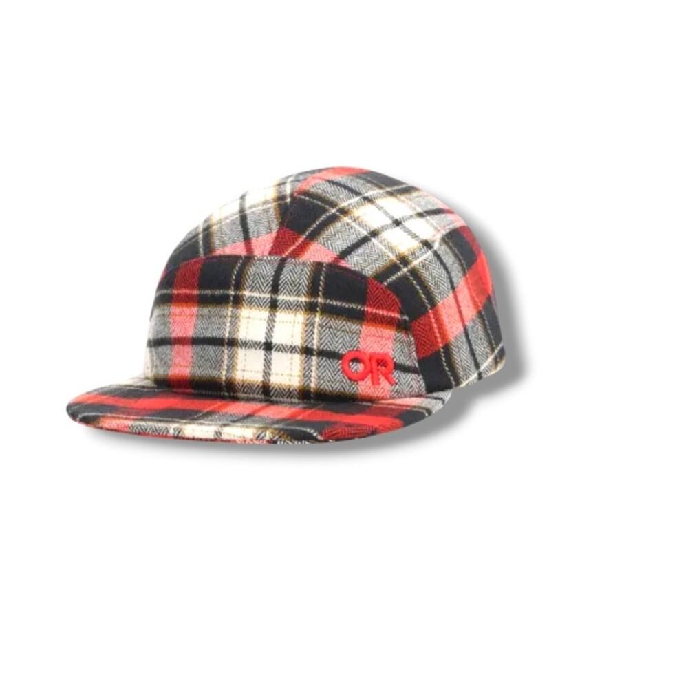 Outdoor Research Feedback flannel cap red plaid hat adjustable UPF 50 one size